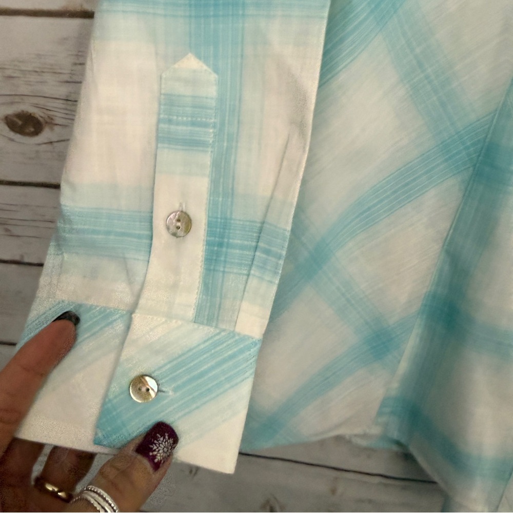 Soft Surroundings Blue Plaid Button Lagenlook Blo… - image 3